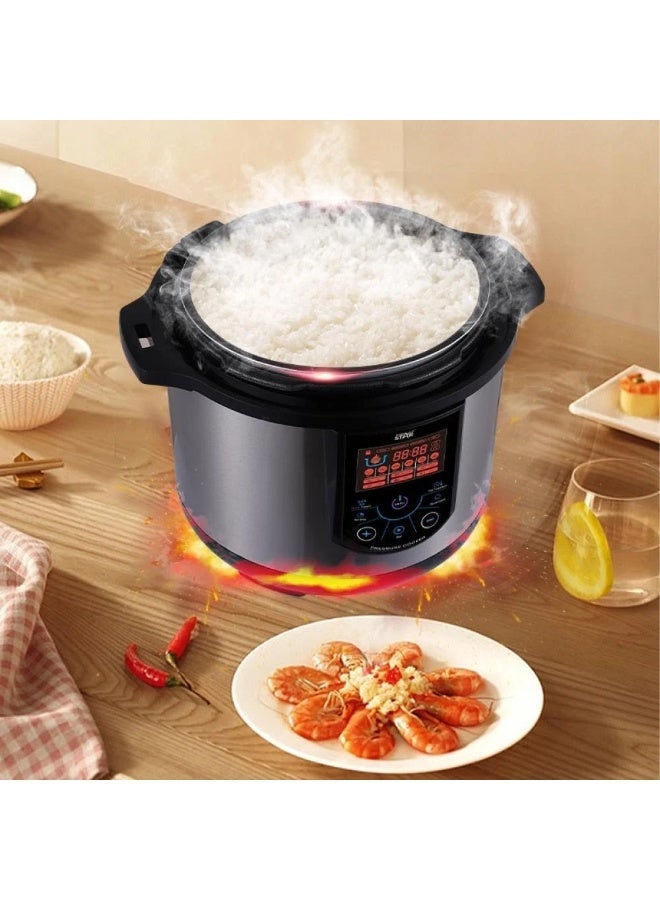 Winning Star, pressure cooker, capacity 10 liters, digital, 14 functions, spoon and measuring cup accessories, stainless steel, 1350 watts, black silver, M/ ST-9336 - Image 3